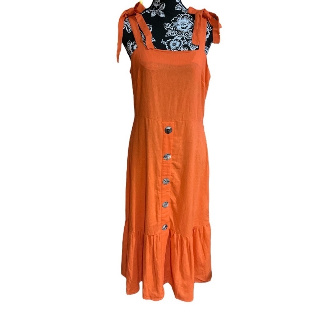 Emma & Michele Sleeveless Button-Down Ruffle Hem Dress Size M